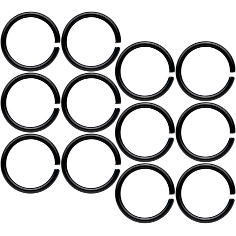 18G 5/16 Black Anodized Seamless Circular Ring Set of 12