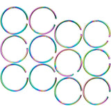 22G 5/16 Rainbow Anodized Seamless Nose Hoop Set of 12