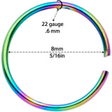 22G 5/16 Rainbow Anodized Seamless Nose Hoop Set of 12