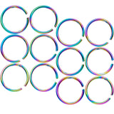 20G 5/16 Rainbow Anodized Seamless Nose Hoop Set of 12