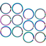 18G 5/16 Rainbow Anodized Seamless Nose Hoop Set of 12
