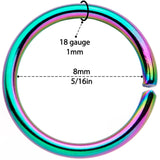 18G 5/16 Rainbow Anodized Seamless Nose Hoop Set of 12