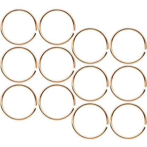 22G 5/16 Rose Gold Tone Anodized Seamless Circular Ring Set of 12