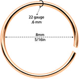 22G 5/16 Rose Gold Tone Anodized Seamless Circular Ring Set of 12