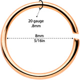 20G 5/16 Rose Gold Tone Anodized Seamless Circular Ring Set of 12