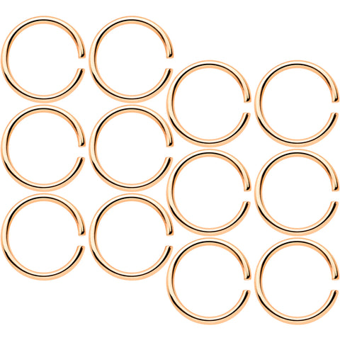 18G 5/16 Rose Gold Tone Anodized Seamless Circular Ring Set of 12