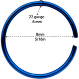 22G 5/16 Blue Anodized Seamless Circular Ring Set of 12