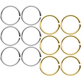 20G 5/16 Steel Gold Tone Anodized Seamless Circular Ring Set of 12