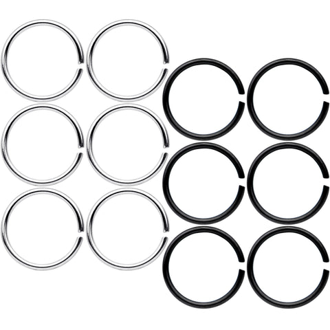 20G 5/16 Steel Black Anodized Seamless Circular Ring Set of 12