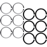 18G 5/16 Steel Black Anodized Seamless Circular Ring Set of 12