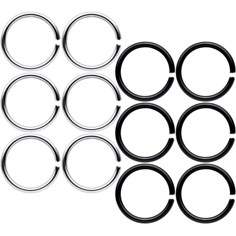 18G 5/16 Steel Black Anodized Seamless Circular Ring Set of 12