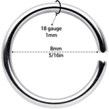 18G 5/16 Steel Black Anodized Seamless Circular Ring Set of 12