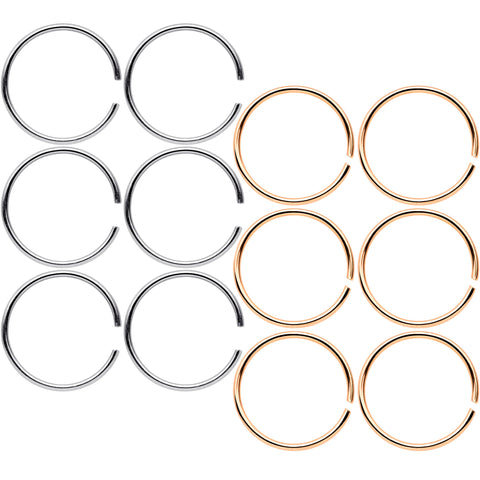 22G 5/16 Steel Rose Gold Tone Anodized Seamless Circular Ring Set of 12