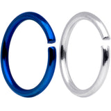 18G 5/16 Blue Anodized Steel Seamless Nose Hoop Set of 12