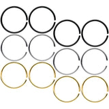 22G 5/16 Black Gold Tone Anodized Seamless Circular Ring Set of 12