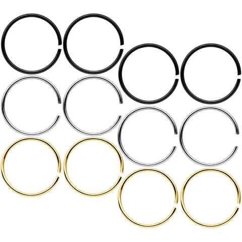 22G 5/16 Black Gold Tone Anodized Seamless Circular Ring Set of 12