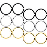 20G 5/16 Black Gold Tone Anodized Seamless Circular Ring Set of 12