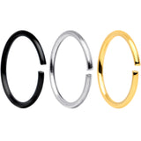 20G 5/16 Black Gold Tone Anodized Seamless Circular Ring Set of 12