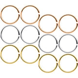 20G 5/16 Gold Tone Rose Gold Tone Anodized Seamless Circular Ring Set of 12
