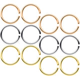 18G 5/16 Gold Tone Rose Gold Tone Anodized Seamless Circular Ring Set of 12