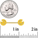 14G 9/16 Gold Tone Tasty Orange Fruit Barbell Nipple Ring Set