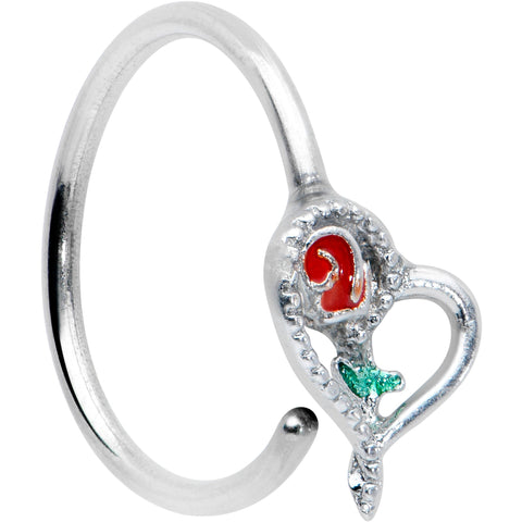 20G 5/16 Open Heart Rose Valentines Day Nose Hoop