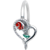 20G 5/16 Open Heart Rose Valentines Day Nose Hoop