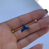 14G Gold Tone Iridescent Mermaid Tail Industrial Barbell 38mm