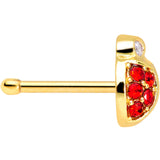 20G 7mm Red Gem Gold Tone Ladybug Nose Bone