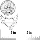 14G 9/16 Clear Gem Devil Heart Nipple Shield Set