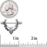 14G 9/16 Clear Gem Ornate Deco Nipple Shield Set