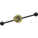 14G Black Sunflower Butterfly Industrial Barbell 38mm
