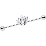 14G Clear Gem Crown Industrial Barbell 38mm
