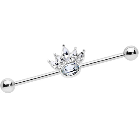 14G Clear Gem Crown Industrial Barbell 38mm