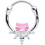 18G 3/8 Pink Clear Gem Spray Cartilage Clicker