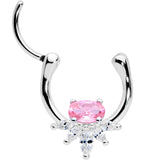 18G 3/8 Pink Clear Gem Spray Cartilage Clicker