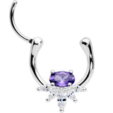 18G 3/8 Purple Clear Gem Spray Cartilage Clicker