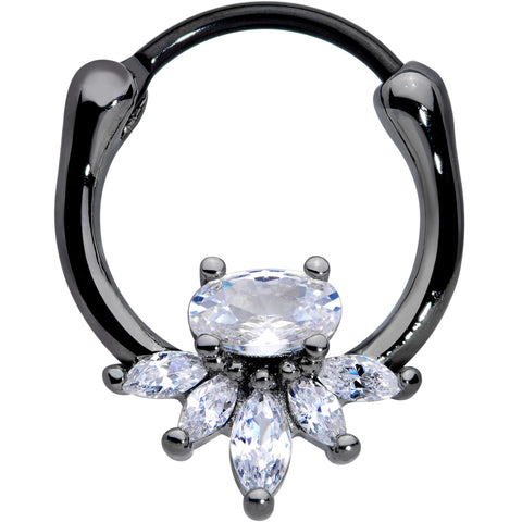 18G 3/8 Clear Gem Black Anodized Spray Cartilage Clicker