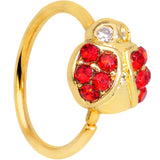 20G 5/16 Red Gem Gold Tone Ladybug Nose Hoop