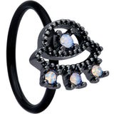 20G 5/16 White Faux Opal Black UFO Nose Hoop
