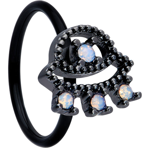20G 5/16 White Faux Opal Black UFO Nose Hoop