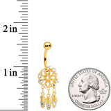 Aurora Gem Gold Tone Dreamcatcher Feather Dangle Belly Ring