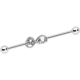 14G Clear Gem Infinity Swirl Industrial Barbell 38mm
