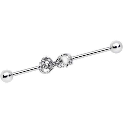 14G Clear Gem Infinity Swirl Industrial Barbell 38mm
