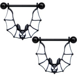 14G 3/4 Black Bats Halloween Nipple Shield Set