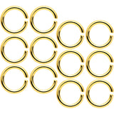 14G 5/16 Gold Tone Anodized Seamless Cartilage Ring Set of 12