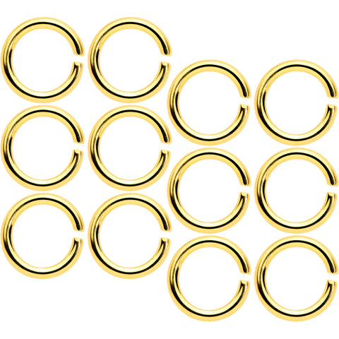 14G 5/16 Gold Tone Anodized Seamless Cartilage Ring Set of 12