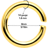 14G 5/16 Gold Tone Anodized Seamless Cartilage Ring Set of 12