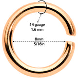 14G 5/16 Rose Gold Tone Anodized Seamless Cartilage Ring Set of 12