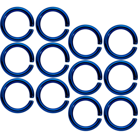 14G 5/16 Blue Anodized Seamless Cartilage Ring Set of 12
